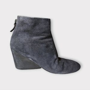 Marsell Dark Blue Suede Block Heel Ankle Boots